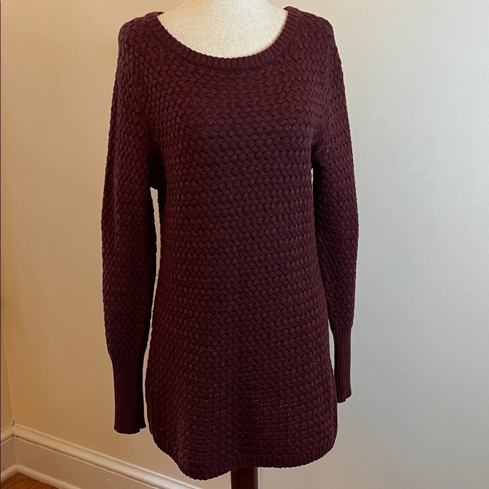 Athleta Burgundy Wool-Blend Tunic Sweater | Size M